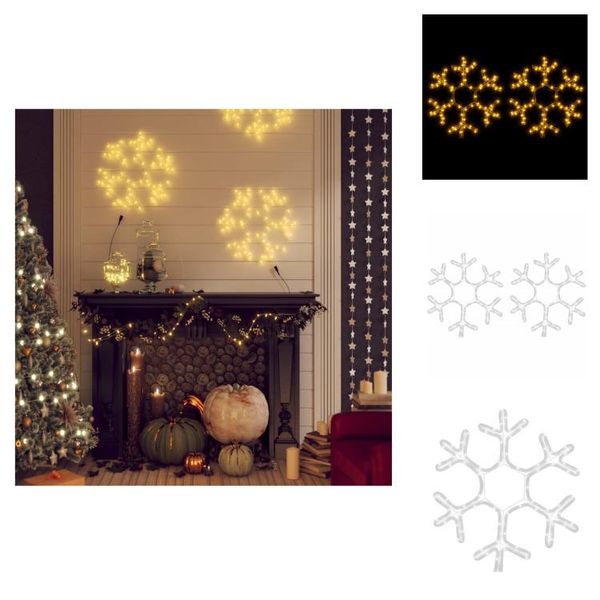 Vidaxl Led Fiocchi Di Neve 2 Pz. Bianco Caldo 38X37 Cm - Illuminazione Natalizia-image