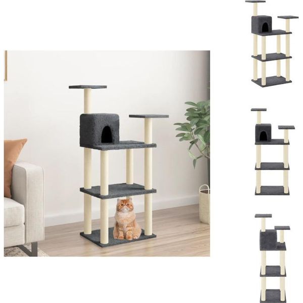Vidaxl Albero Tiragraffi In Sisal Grigio Scuro 119 Cm - Alberi Tiragraffi-image