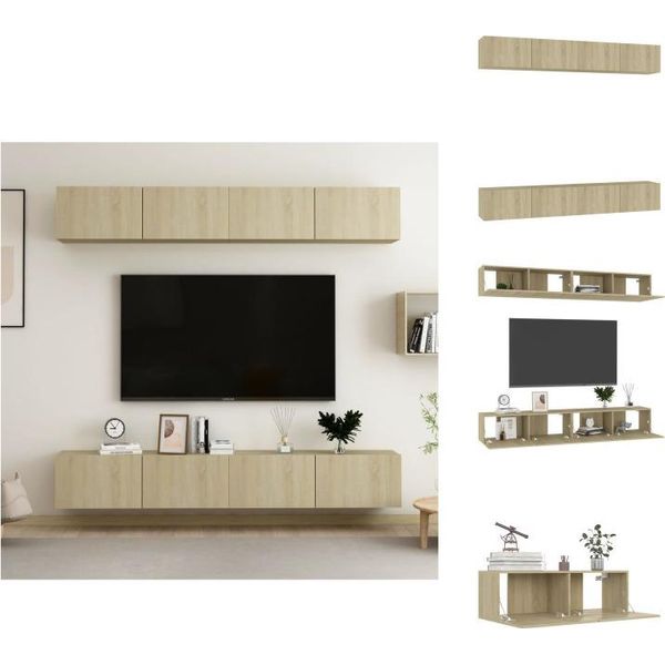 Vidaxl Mobili Tv 4 Pezzi Rovere Sonoma 100X30X30 Cm Materiale A Base Di Legno - Mobili Tv-image
