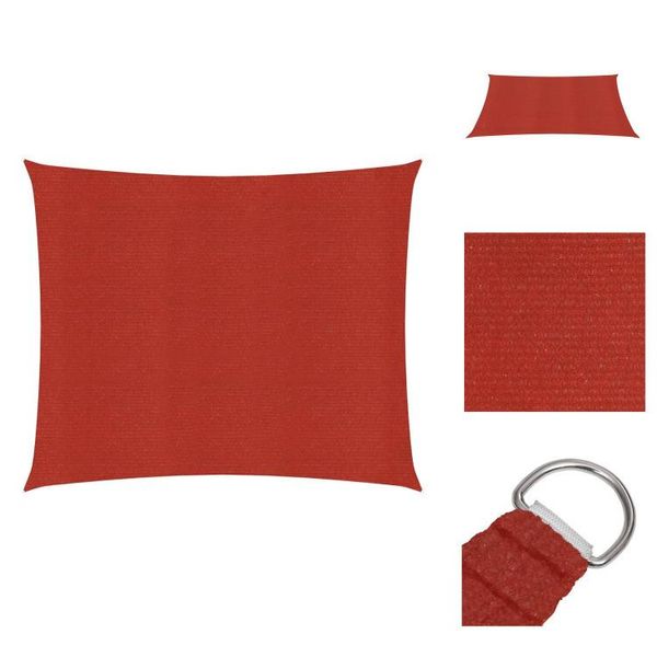 Vidaxl Tenda Da Sole 160 G/M² Rosso 7X7 M Hdpe - Ombrelloni E Tende Da Sole-image