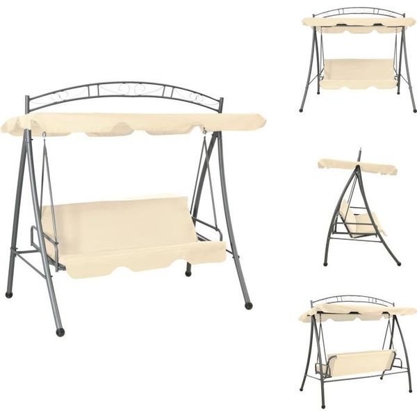 Vidaxl Altalena Hollywood Con Funzione Letto E Tetto Bianco Sabbia - Altalene Hollywood-image