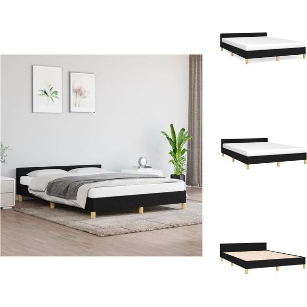 Vidaxl Struttura Letto Con Testiera In Tessuto Nero 140X190 Cm - Letti E Strutture Letto-image
