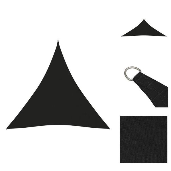Vidaxl Tenda Da Sole In Tessuto Oxford Triangolare 3,6X3,6X3,6 M Nero - Ombrelloni E Tende Da Sole-image