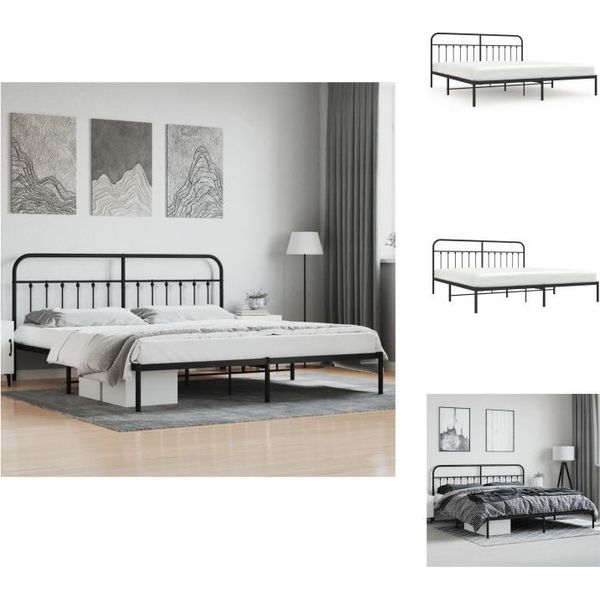 Vidaxl Struttura Letto Con Testiera In Metallo Nero 200X200 Cm - Letti E Strutture Letto-image