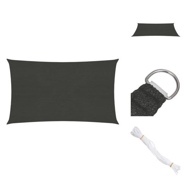 Vidaxl Tenda Da Sole 160 G/M² Antracite 3X5 M Hdpe - Ombrelloni E Tende Da Sole-image
