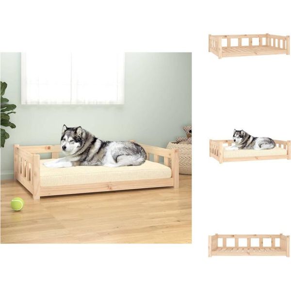 Vidaxl Letto Per Cani 105,5X75,5X28 Cm In Legno Massiccio Di Pino - Letti Per Cani-image