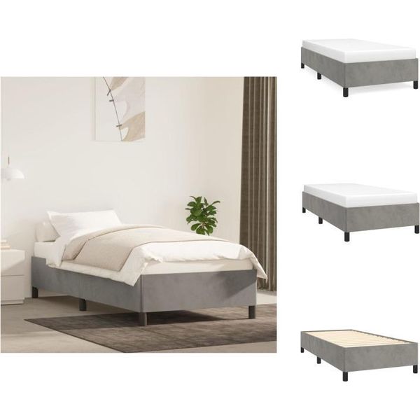 Vidaxl Struttura Letto Grigio Chiaro 100X200 Cm In Velluto - Letti E Strutture Letto-image