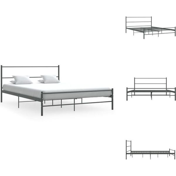 Vidaxl Struttura Letto In Metallo Grigio 140×200 Cm - Letti E Strutture Letto-image