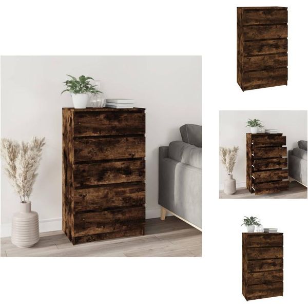 Vidaxl Cassettiera In Rovere Fumé 60X36X103 Cm Materiale A Base Di Legno - Cassettiere-image