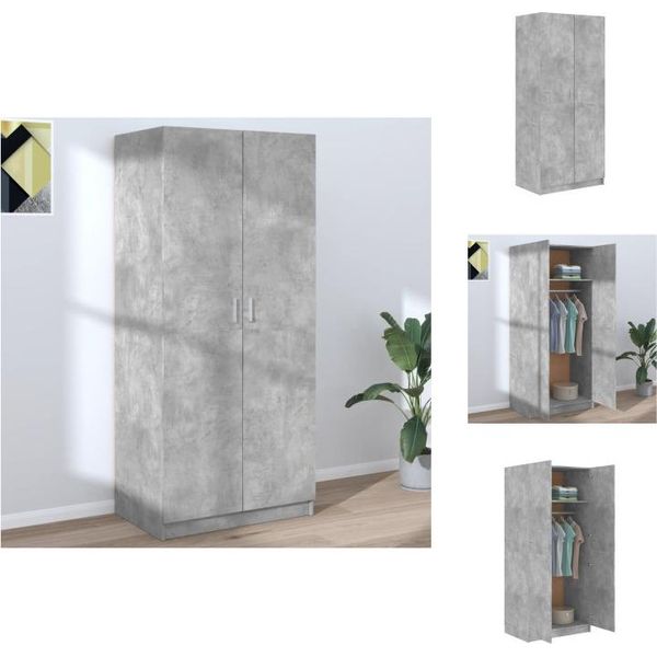 Vidaxl Armadio Grigio Cemento 80X52X180 Cm Materiale Legno - Armadi-image