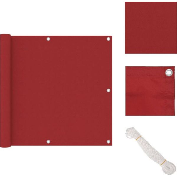 Vidaxl Schermo Privacy Per Balcone Rosso 90X500 Cm Tessuto Oxford - Ombrelloni E Tende Da Sole-image