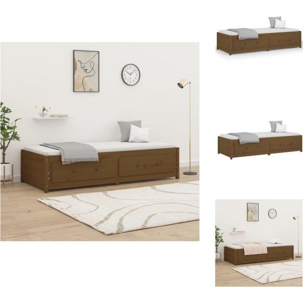 Vidaxl Letto Da Giorno Marrone Miele 90X200 Cm In Legno Di Pino Massiccio - Letti E Strutture Letto-image