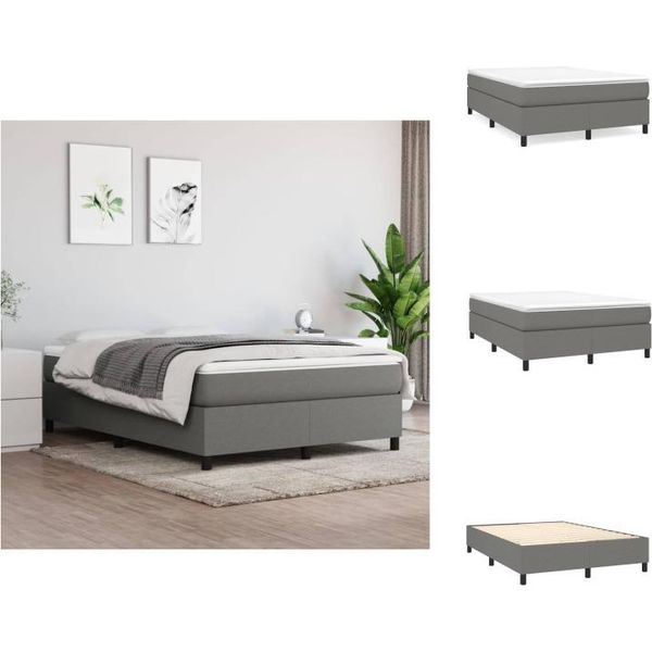 Vidaxl Letto A Molle Insacchettate Grigio Scuro 140X200 Cm Tessuto - Letti E Strutture Letto-image