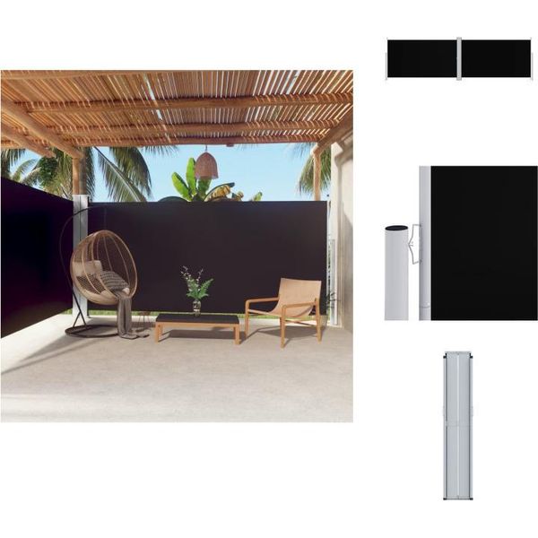 Vidaxl Tenda Laterale Estensibile Nera 180X600 Cm - Ombrelloni E Tende Da Sole-image