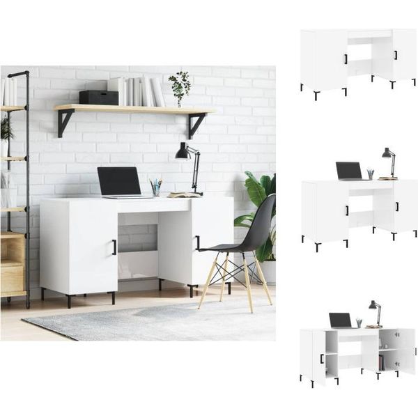 Vidaxl Scrivania Bianca Lucida 140X50X75 Cm In Legno - Scrivanie-image