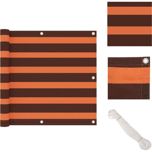 Vidaxl Schermo Privacy Per Balcone Arancione E Marrone 90X600 Cm Tessuto Oxford - Ombrelloni E Tende Da Sole-image