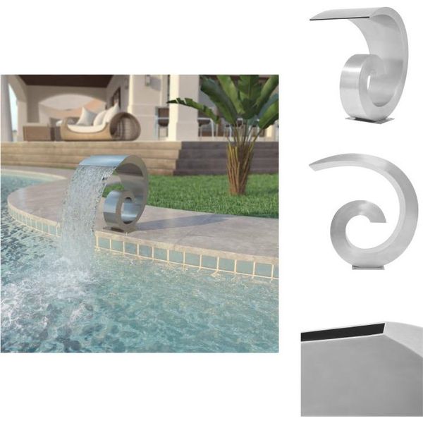 Vidaxl Cascata Per Piscina In Acciaio Inox 50X30X53 Cm Argento - Fontane E Cascate-image