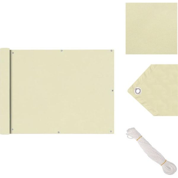 Vidaxl Schermo Privacy Per Balcone In Tessuto Oxford 90X600 Cm Crema - Ombrelloni E Tende Da Sole-image