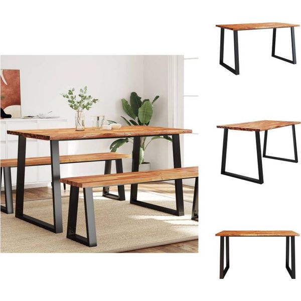 Vidaxl Tavolo Da Pranzo Con Bordo Ad Albero 140X80X75 Cm In Legno Massiccio Di Acacia - Tavoli Da Pranzo-image