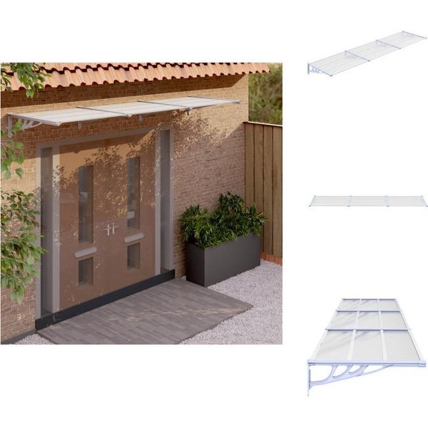 Vidaxl Tettoia Per Porte Grigio E Trasparente 358,5X90 Cm In Policarbonato - Tende Da Sole-image