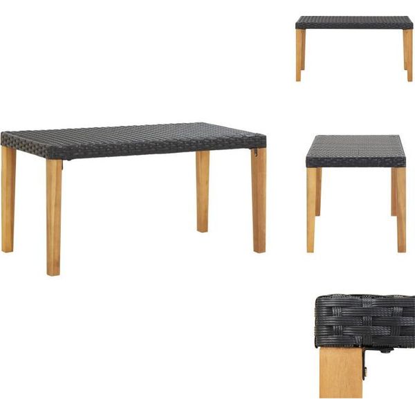 Vidaxl Panca Da Giardino 120 Cm In Poly Rattan Nero E Legno Massiccio Di Acacia - Panche Da Giardino-image
