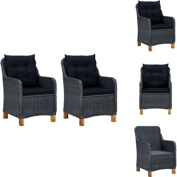 Vidaxl Sedie Da Giardino Con Cuscino 2 Pz. Poly Rattan Grigio Scuro - Sedie Da Giardino-image