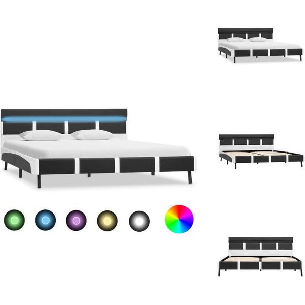 Vidaxl Struttura Letto Con Led In Pelle Finta Grigia 140X200 Cm - Letti E Strutture Letto-image