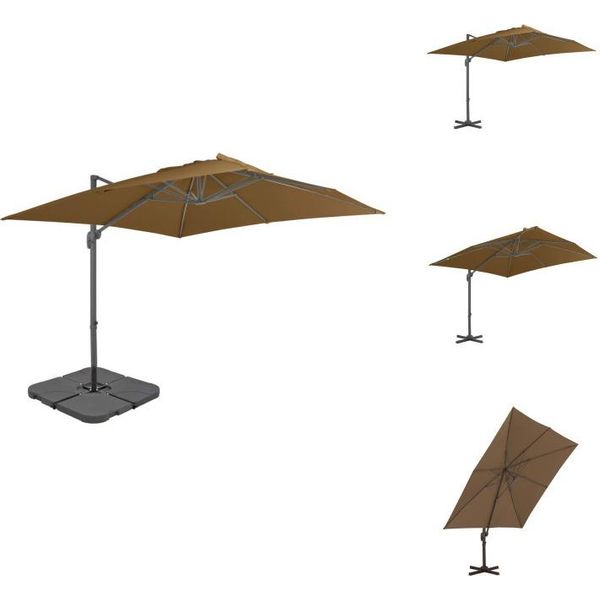 Vidaxl Ombrellone Con Portaombrelli Taupe - Ombrelloni E Parasole-image