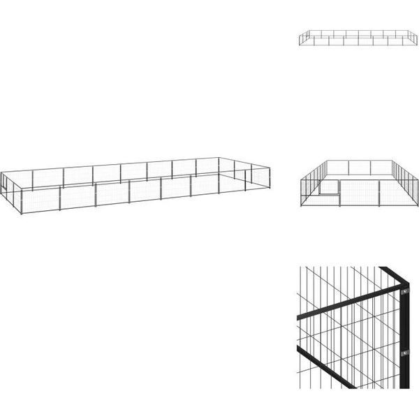 Vidaxl Cuccia Per Cani Nera 24 M² In Acciaio - Cucce Per Cani E Recinti-image