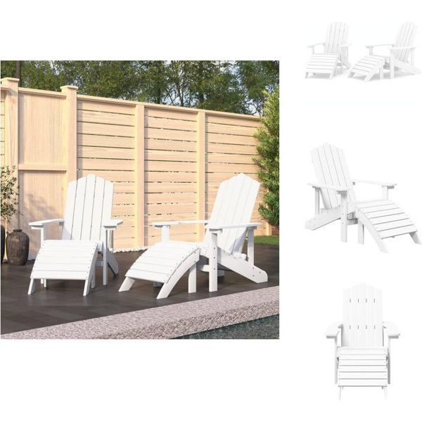 Vidaxl Sedie Da Giardino Adirondack 2 Pezzi Con Sgabelli Hdpe Bianco - Sedie Da Giardino-image