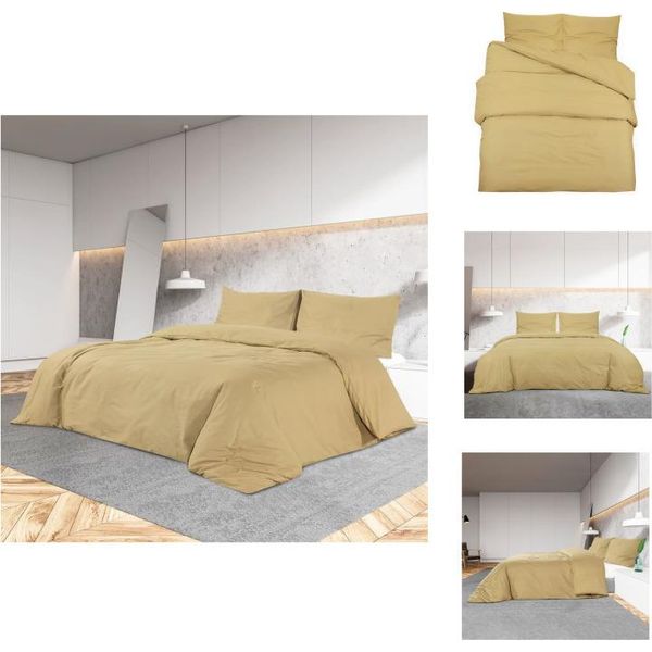 Vidaxl Set Di Biancheria Da Letto Taupe 135X200 Cm In Cotone - Copripiumini-image