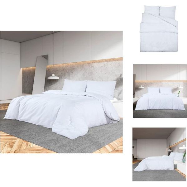 Vidaxl Set Di Biancheria Da Letto Bianca 240X220 Cm Copripiumino In Microfibra Leggera-image