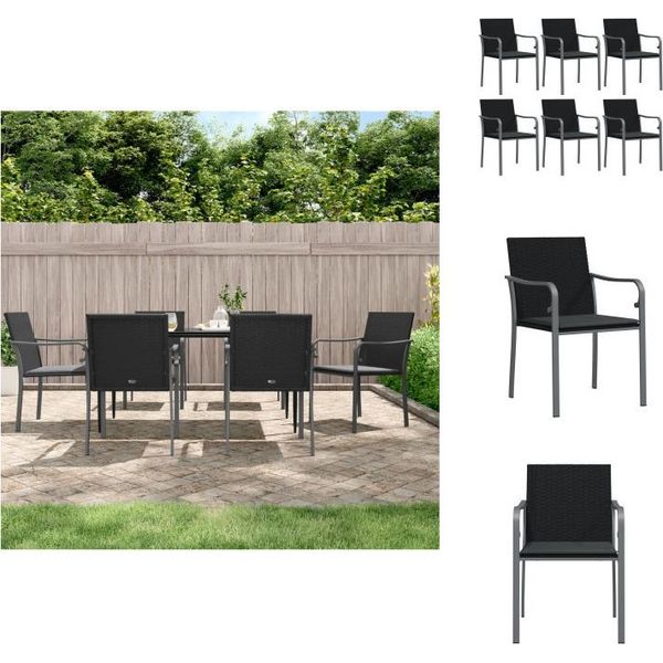 Vidaxl Sedie Da Giardino Con Cuscini 6 Pezzi Nero 56X59X84 Cm Poly Rattan - Sedie Da Giardino-image