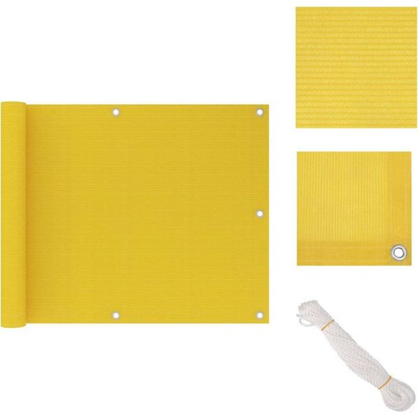 Vidaxl Schermo Privacy Per Balcone Giallo 75X600 Cm Hdpe - Ombrelloni E Tende Da Sole-image