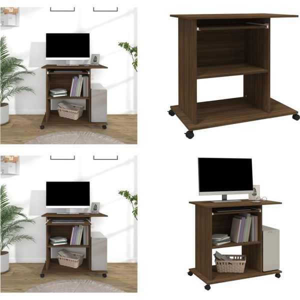 Vidaxl Scrivania Look Rovere Marrone 80X50X75 Cm In Legno - Scrivania Per Computer - Tavoli Per Computer - Scrivania Per Ufficio - Postazione Di Lavoro-image