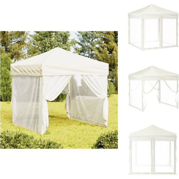 Vidaxl Tenda Per Feste Pieghevole Con Pareti Laterali Crema 2X2 M - Padiglioni E Tende Per Feste-image