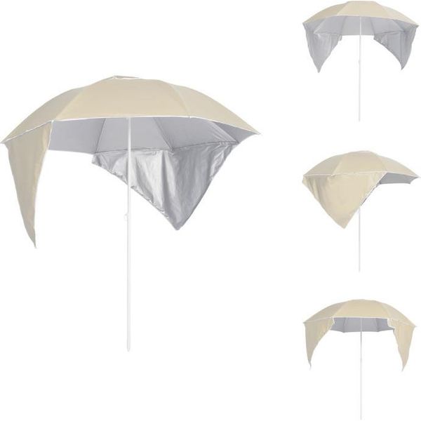 Vidaxl Ombrellone Con Pareti Laterali Color Sabbia 215 Cm - Ombrelloni E Tende Da Sole-image