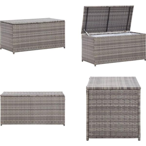 Vidaxl Cassetta Da Giardino In Polirattan 100X50X50 Cm Grigio - Cassetta Per Esterni - Cassetta Per Esterni - Cassetta Portaoggetti - Cassette Portaoggetti-image