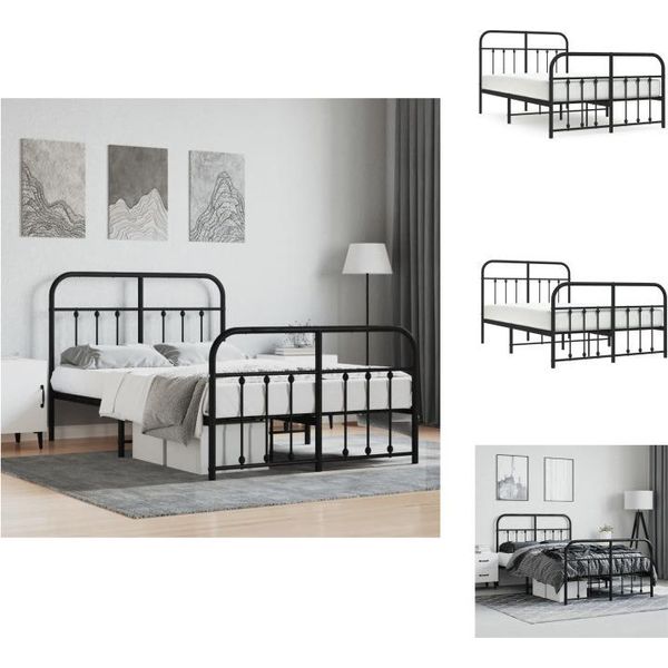 Vidaxl Struttura Letto Con Testiera E Pediera In Metallo Nero 120X200 Cm - Letti E Strutture Letto-image