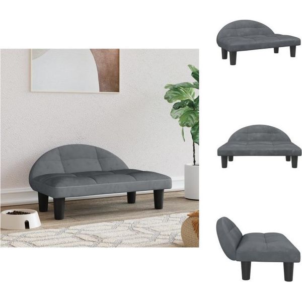 Vidaxl Letto Per Cani Grigio Scuro 70X52X30 Cm In Velluto - Letti Per Cani-image