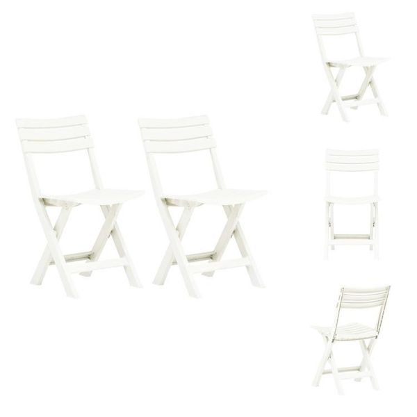 Vidaxl Sedie Da Giardino Pieghevoli 2 Pz. Plastica Bianca - Sedie Da Giardino-image