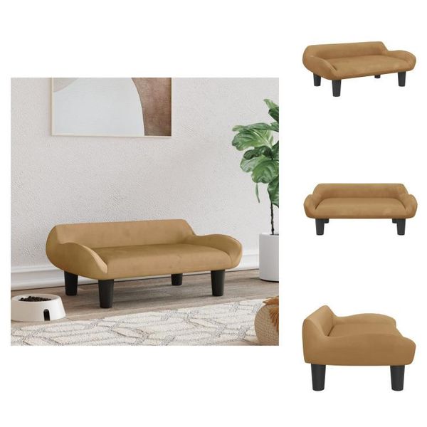 Vidaxl Letto Per Cani Marrone 70X40X24 Cm In Velluto - Letti Per Cani-image