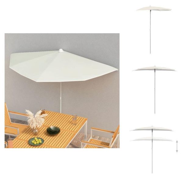Vidaxl Mezzo Ombrellone Con Asta 180X90 Cm Color Sabbia - Ombrelloni E Tende Da Sole-image