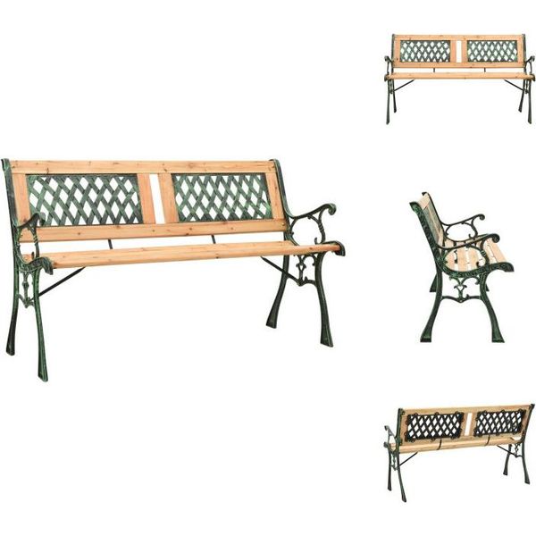 Vidaxl Panchina Da Giardino 122 Cm In Ghisa E Legno Massiccio Di Abete - Panchine Da Giardino-image