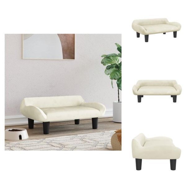 Vidaxl Letto Per Cani Crema 70X40X24 Cm In Velluto - Letti Per Cani-image