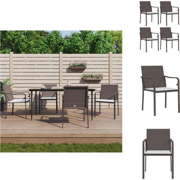 Vidaxl Sedie Da Giardino Con Cuscini 4 Pz. Marrone 56X59X84 Cm Poly Rattan - Sedie Da Giardino-image