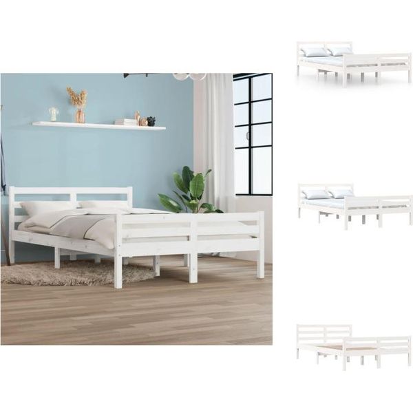Vidaxl Letto In Legno Massiccio Bianco 135X190 Cm - Letti E Reti-image