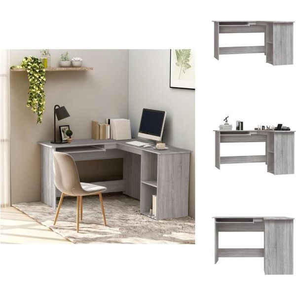 Vidaxl Scrivania Ad Angolo Grigio Sonoma 120X140X75 Cm In Legno - Scrivanie-image