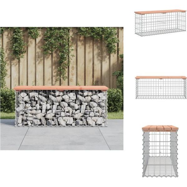 Vidaxl Panchina Da Giardino Gabion 103X31,5X42 Cm In Legno Massiccio Di Abete Douglas - Panchine Da Giardino-image