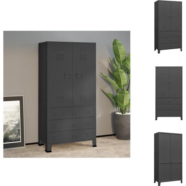 Vidaxl Armadio Industriale In Metallo Antracite 90X50X180 Cm - Armadi-image